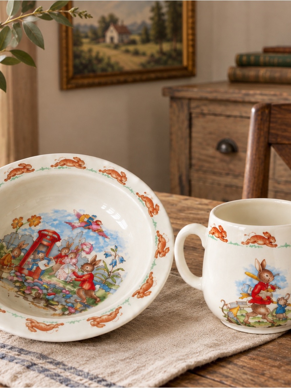 Vintage Royal Doulton Bunnykins Bowl & Two-Handled Mug – Made in England